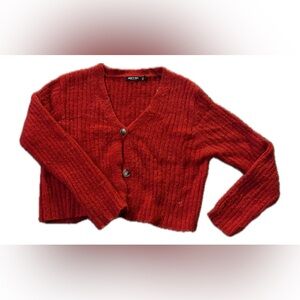 Nasty Gal Vibrant Red Button-Up Cardigan